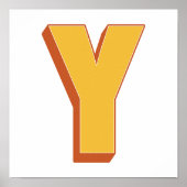 レターアートポスター、Y モノグラム、太字イニシャル ポスター (正面)