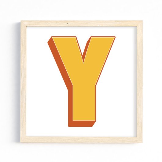 レターアートポスター、Y モノグラム、太字イニシャル ポスター
