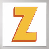レターアートポスター、Zモノグラム、太字イニシャル ポスター (正面)