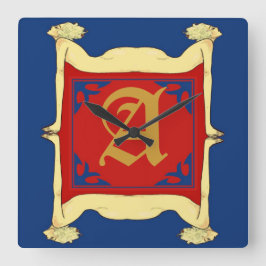 レターイニシャル時計顔、レターの編集 スクエア壁時計