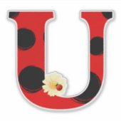 レターウレディバグプリントと花 シール (正面)