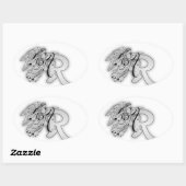 レターエンジェルモノグラムイニシャル 楕円形シール (シート)