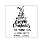 レタークリスマスツリーホリデイ差出人住所 セルフインキングスタンプ (デザイン)