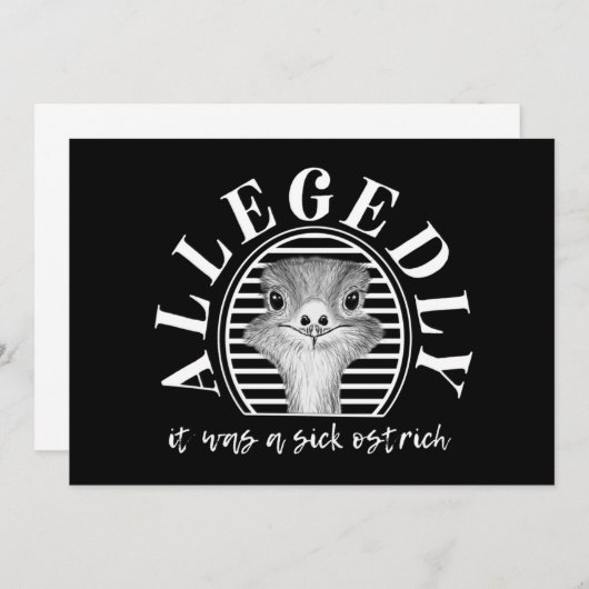 レターケンスの疑いのあるダチョウのカード 招待状 (正面/裏面)