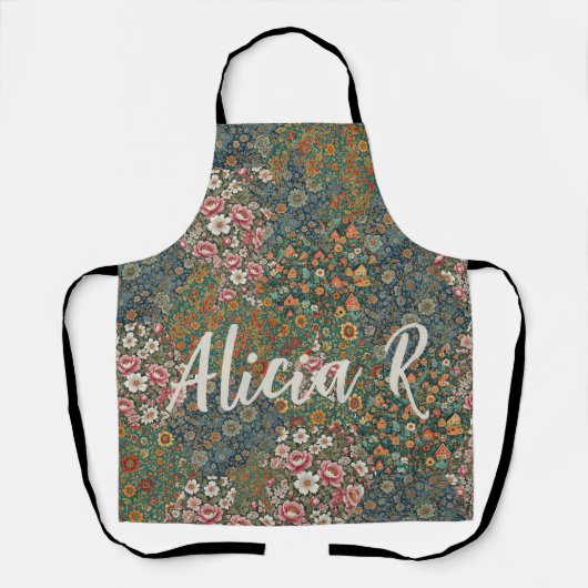 レターコテモノグラムのタゴアコテージルックフローラ エプロン (正面)
