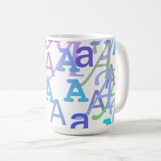 レターコンフェティ "A" コーヒーマグカップ (正面右)
