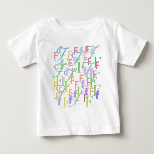 レターコンフェティ "F" ベビーTシャツ (正面)