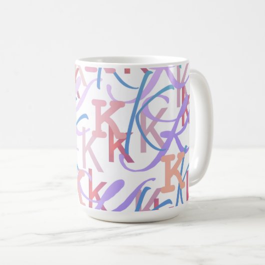 レターコンフェティ「K」 コーヒーマグカップ (正面右)