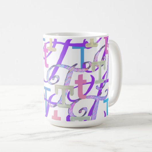 レターコンフェティ "T" コーヒーマグカップ (正面右)