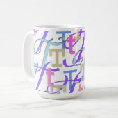 レターコンフェティ "T" コーヒーマグカップ (正面左)
