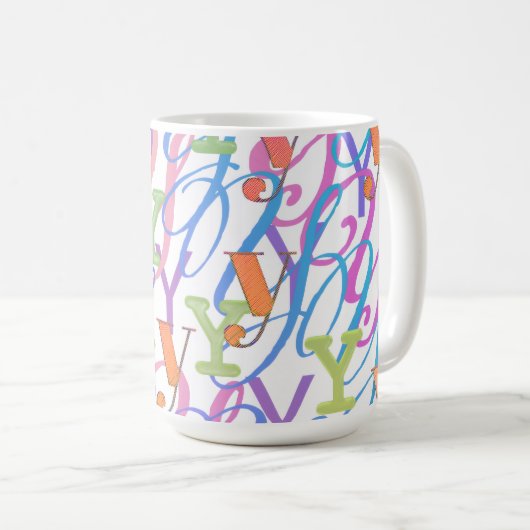 レターコンフェティ "Y" コーヒーマグカップ (正面右)