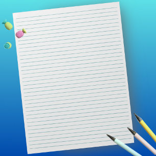 レターサイズ8.5インチx 11インチティール（緑がかった色）ラインカレッジ罫線 ノートパッド