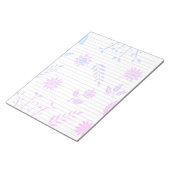 レターサイズ8.5インチx 11インチワイド規則ティール(緑がかった色)薄紫フローラ ノートパッド (アングル)