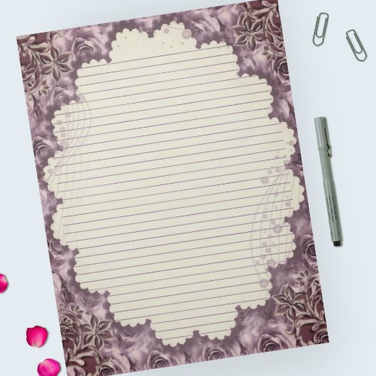 レターサイズ8.5インチx 11インチヴィンテージフローラ線紙 ノートパッド