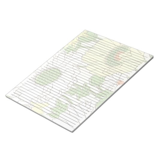 レターサイズ8.5インチx 11インチ大学ルールドイエローフラワー ノートパッド (アングル)