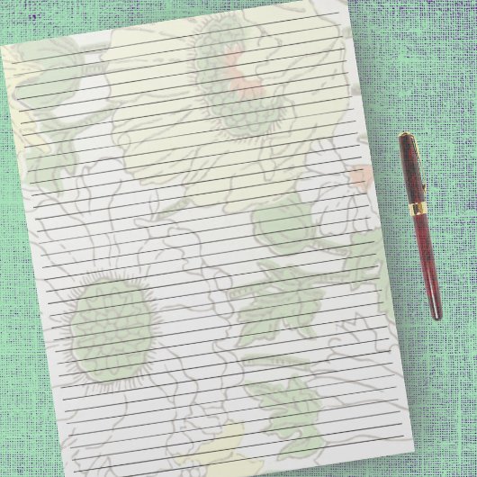 レターサイズ8.5インチx 11インチ大学ルールドイエローフラワー ノートパッド