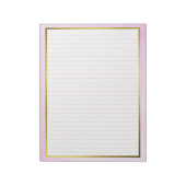 レターサイズ8.5インチx 11インチ幅ピンクの線（罫線）金ゴールド ノートパッド (回転)