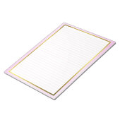レターサイズ8.5インチx 11インチ幅ピンクの線（罫線）金ゴールド ノートパッド (アングル)