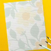 レターサイズ8.5インチx 11インチ幅ルールドイエローフローラ ノートパッド