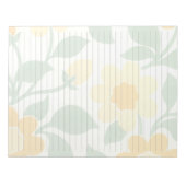 レターサイズ8.5インチx 11インチ幅ルールドイエローフローラ ノートパッド (正面)