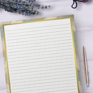 レターサイズ8.5インチx 11インチ茶色い線ワイド・ルール・金ゴールド ノートパッド