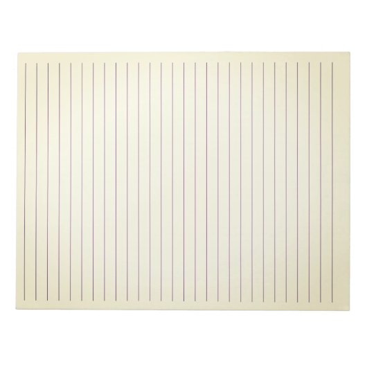 レターサイズ8.5"x11"紫色の罫線の太いベージュ ノートパッド (正面)
