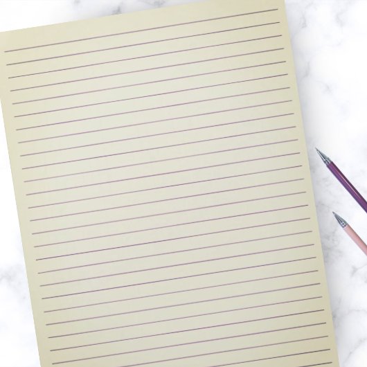 レターサイズ8.5"x11"紫色の罫線の太いベージュ ノートパッド