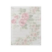 レターサイズ8.5 x 11カレッジルールドピンクのバラ ノートパッド (回転)