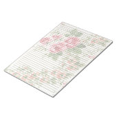 レターサイズ8.5 x 11カレッジルールドピンクのバラ ノートパッド (アングル)