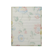 レターサイズ8.5 x 11カレッジルール1940sフローラ ノートパッド (回転)