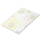 レターサイズ8.5 x 11ワイド罫線イエローピンクフローラ ノートパッド (アングル)