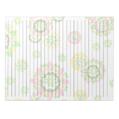 レターサイズ8.5 x 11ワイド罫線レトロピンクフローラ ノートパッド (正面)