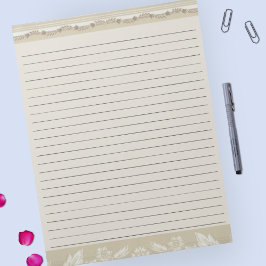 レターサイズ8.5 x 11ワイド・ルールヴィンテージフローラ ノートパッド