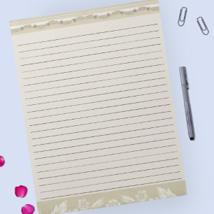 レターサイズ8.5 x 11ワイド・ルールヴィンテージフローラ ノートパッド