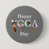 レターシェイプでヨガをする女性ボタン 缶バッジ (正面)