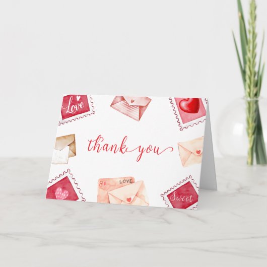 レタースタンプ恋人バレンタインベビーシャワー サンキューカード (正面)