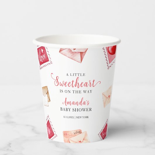 レタースタンプ恋人バレンタインベビーシャワー 紙コップ (正面)