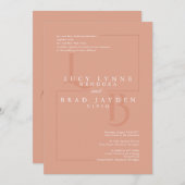 レターズモダン結婚式招待状テラコッタ 招待状 (正面/裏面)
