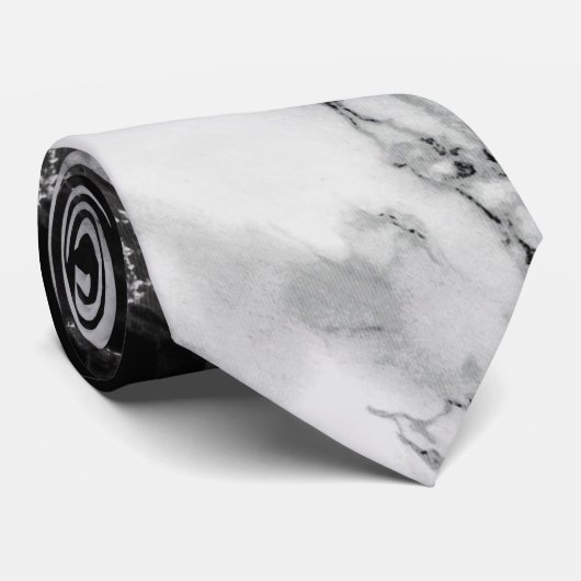 レターネックパーソナライズされたタイ白黒大理石 ネクタイ (ロール)