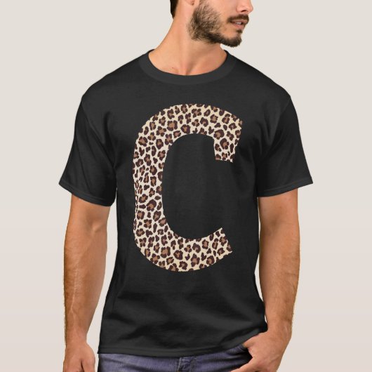 レターヒョウ皮プリントパターンイニシャル名m tシャツ (正面)