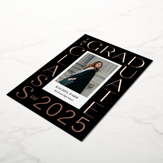 レターフレームフォイル卒業発表招待状 箔招待状 (回転した状態)