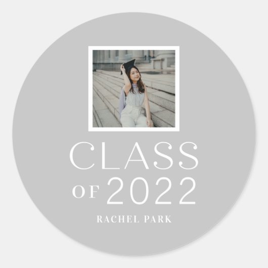 レターフレーム編集可能カラー卒業ステッカー ラウンドシール (正面)