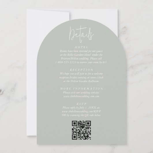 レタープレスのヤシの葉の熱帯アーチすべて1つ 招待状 (裏面)