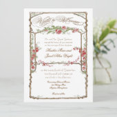 レタープレススタイルフェイクヴィンテージボワトレリス – 赤 招待状 (スタンド正面)