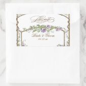 レタープレススタイルヴィンテージフェイクボワトレリスパープル 長方形シール (バッグ)