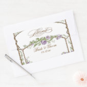 レタープレススタイルヴィンテージフェイクボワトレリスパープル 長方形シール (封筒)