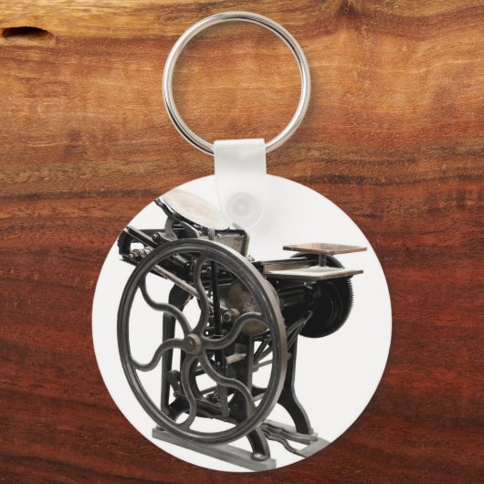 レタープレス機の丸キーチェーン キーホルダー (正面)