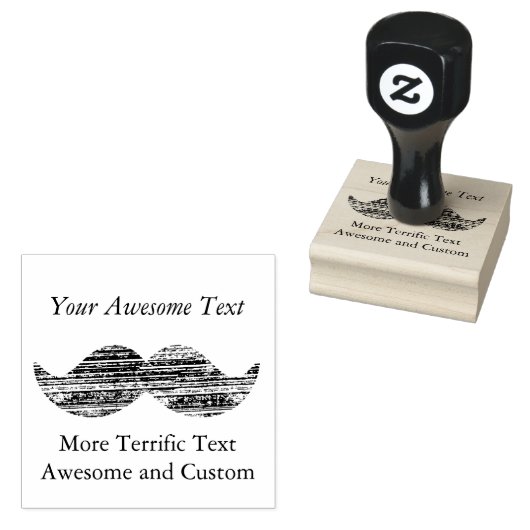 レタープレス風の口ひげ(または他のグラフィック)カスタム ラバースタンプ (押印)