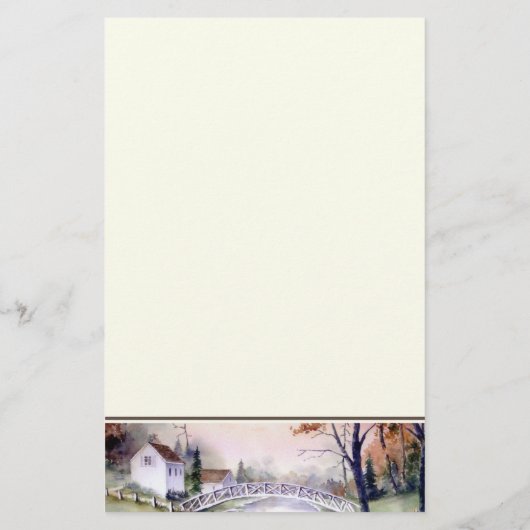 レターヘッドアーチ橋の水の色絵を描の 便箋 (裏面)