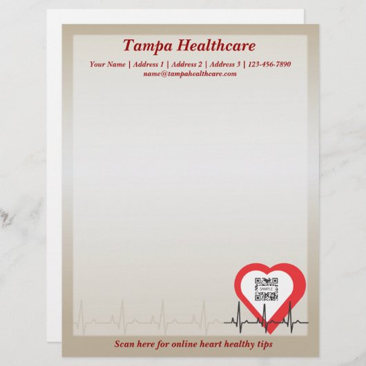 レターヘッドテンプレートのハートの健康 レターヘッド (正面/裏面)